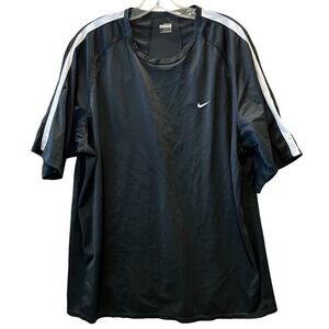 Nike Shirt Adult XXL Black White Swoosh Crew Gym Lightweight Fitness Workout